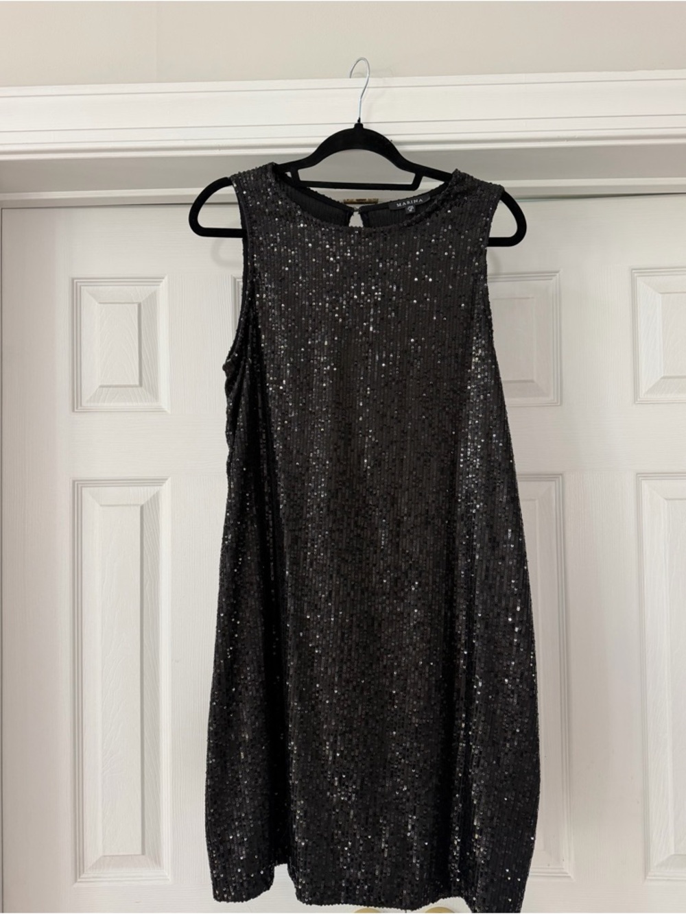 NWT Black Sequin Sleeveless Shift Dress - Marina size 12